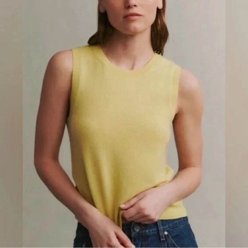 MADEWELL (Re)sponsible Cashmere Crew Sweater Vest Small Daffodil Yellow Preowned